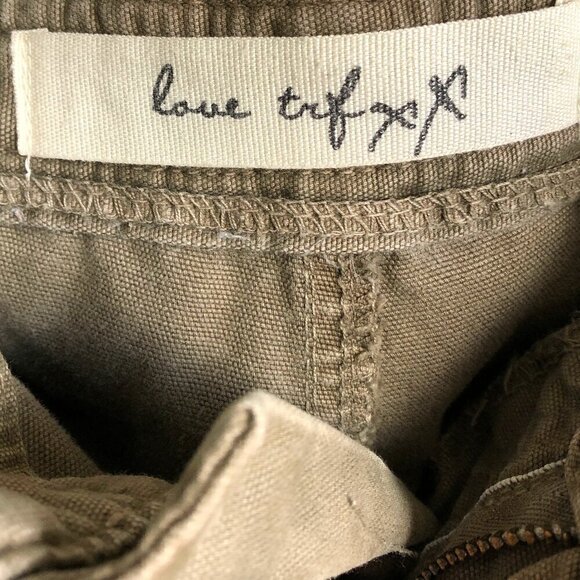 Zara Love Trf XX Cargo Khaki Green Capri Drawstring Jean 100% Cotton Women Sz 4 - Picture 8 of 16